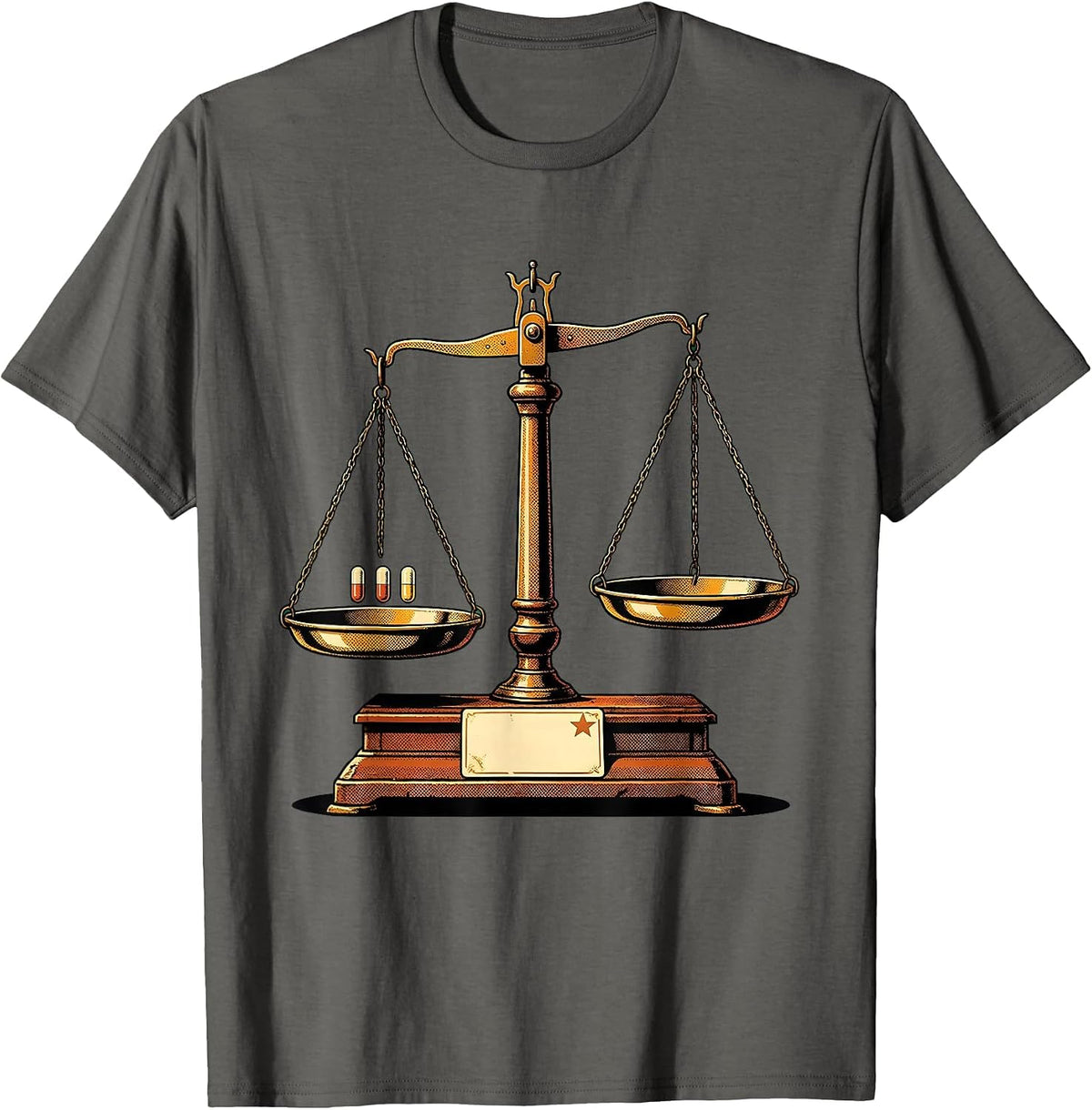 Men's Pharmacy Balance Scale Vintage Cute Pharmacy Tech T-Shirt - Asphalt Grey