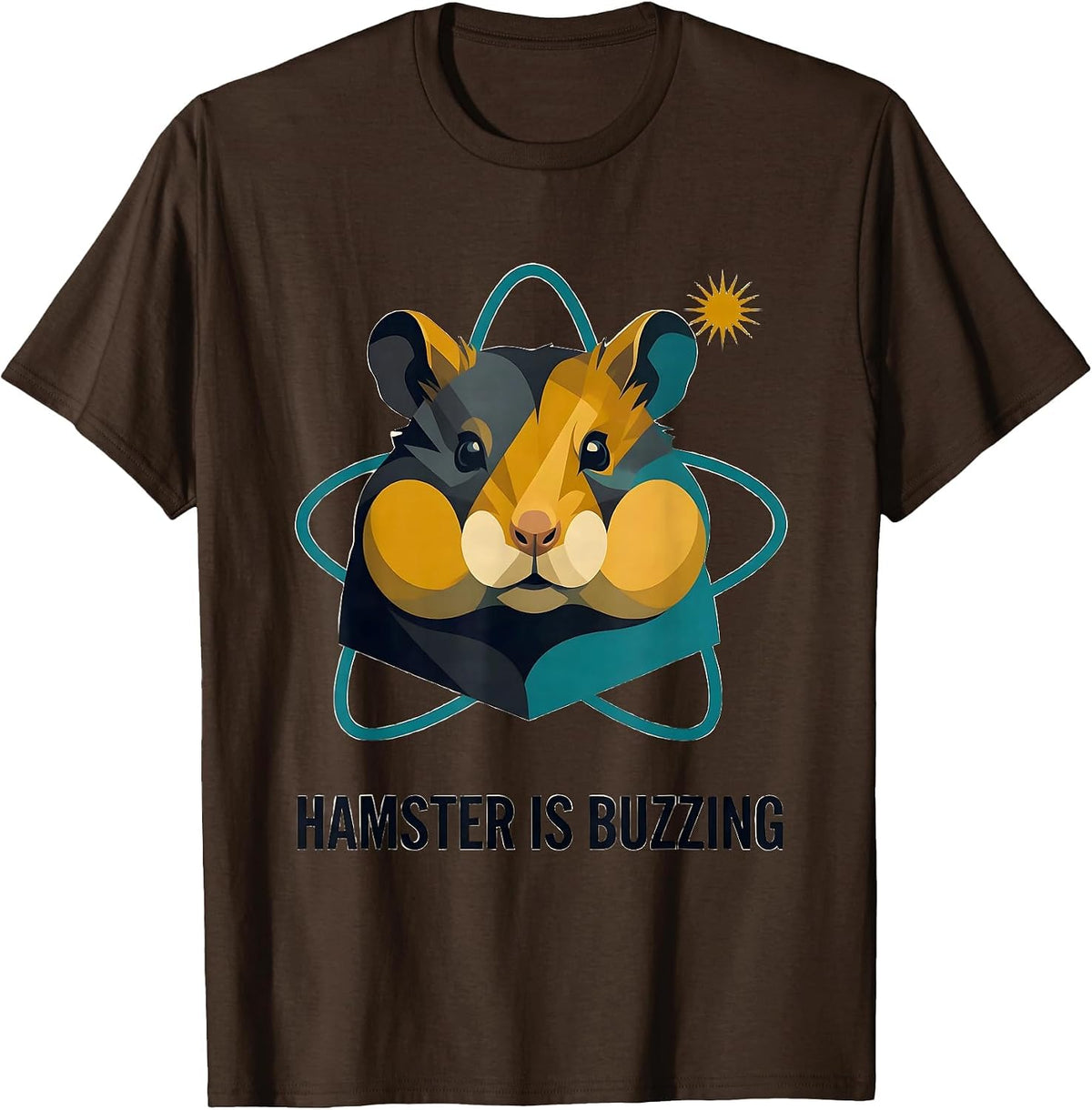 Hamster Is Buzzing Midcentury Modern Pet Lover Humor T-Shirt - Brown