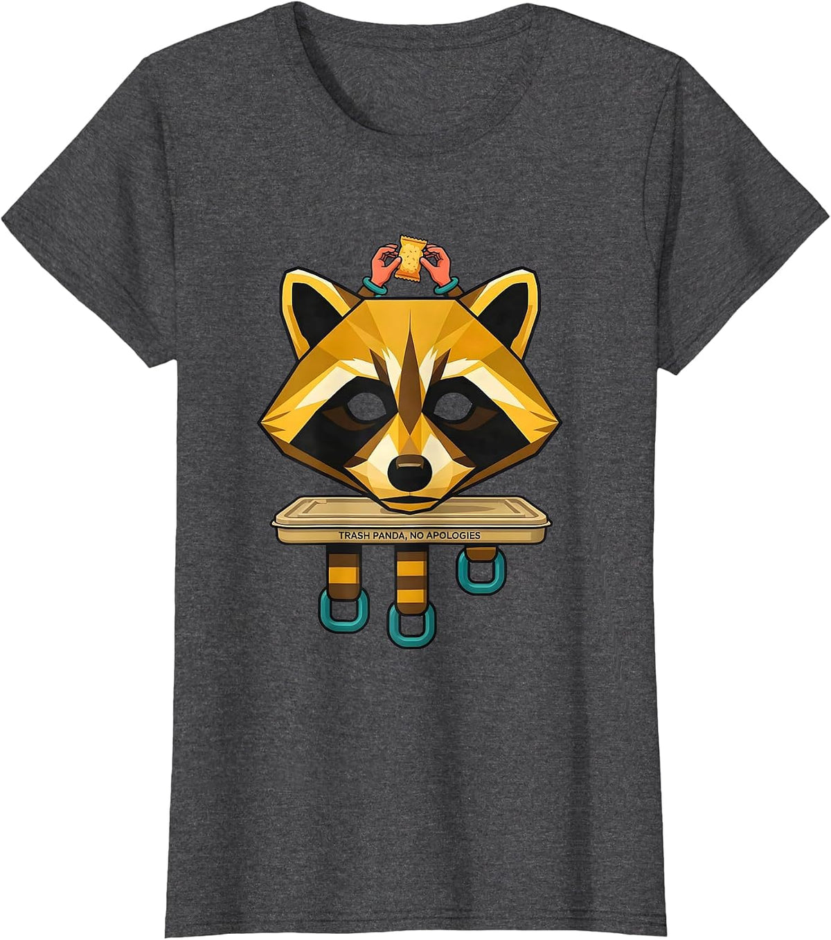 Women's Trash Panda No Apologies Funny Raccoon Meme Humor T-Shirt - Dark Heather Grey