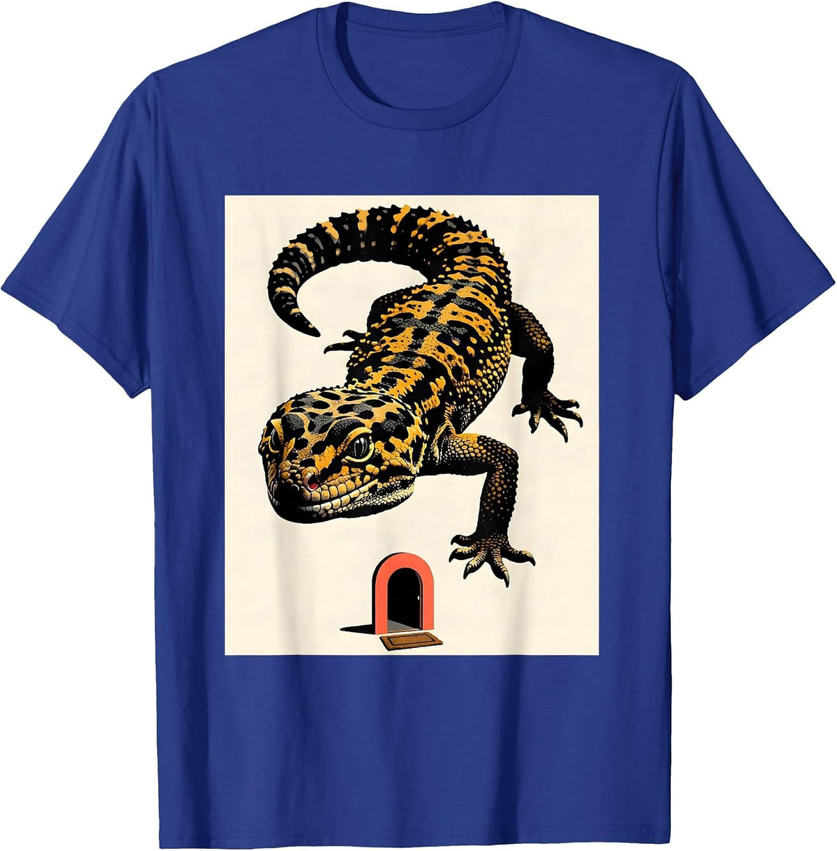 Leopard Gecko Blocking Door Funny Reptile Lover Gift T-Shirt - Royal Blue