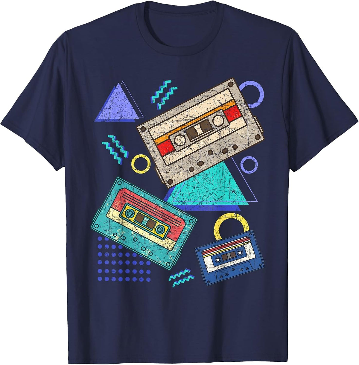 Retro 80s Music Cassette 1980 Theme Party Eighties T-Shirt - Navy Blue