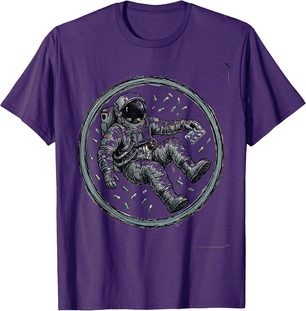 Pharmacy Technician Astronaut Pill Blister Pack T-Shirt - Purple