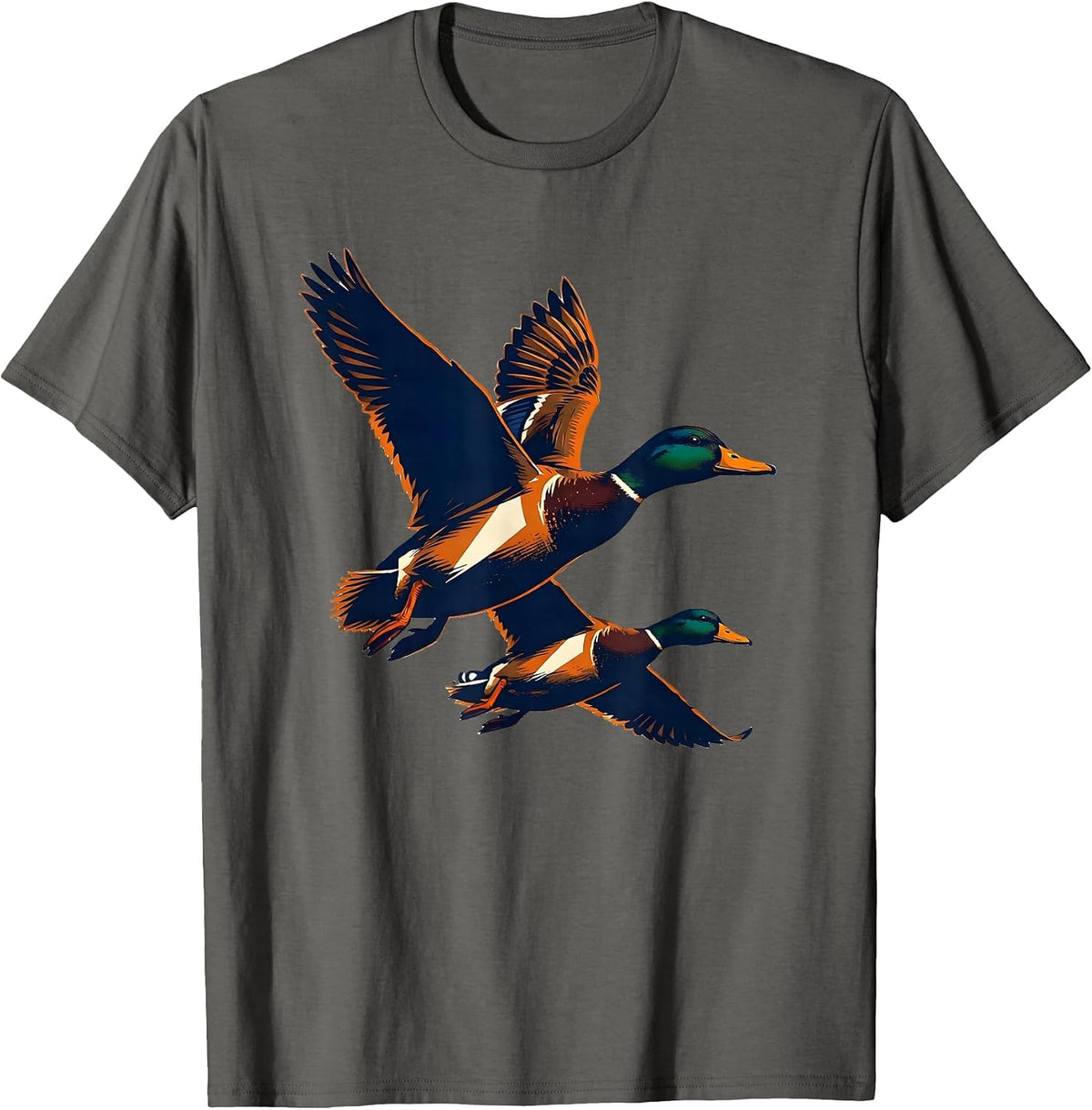 Men's Mallard Duck Hunting Dad Retro Camo Gift T-Shirt - Asphalt Grey
