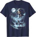 Bluetick Coonhound Howling to the Moon Retro 90's Dog T-Shirt - Navy Blue