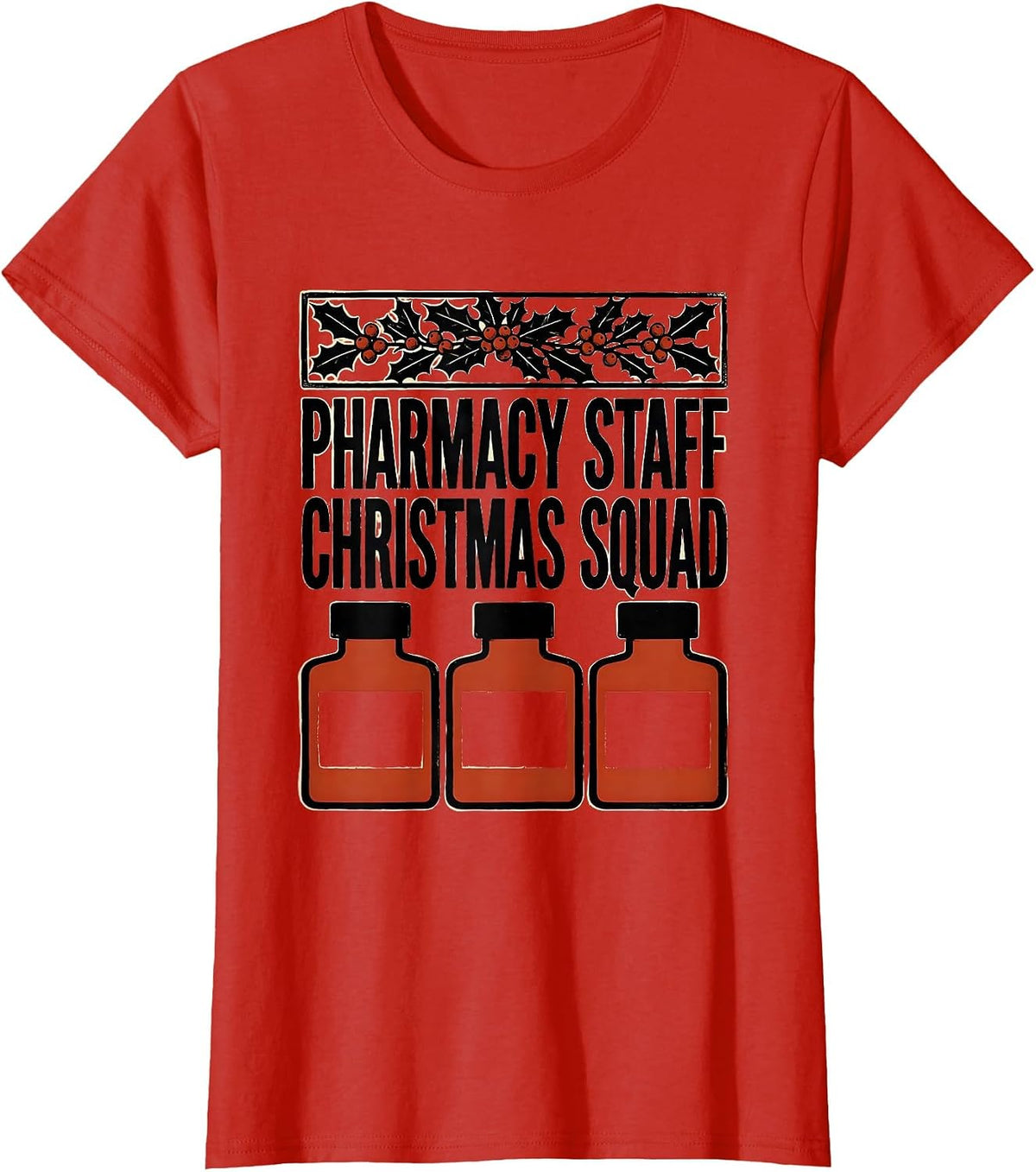 Pharmacy Staff Christmas Squad Funny Pharmacy Tech Matching T-Shirt - Red