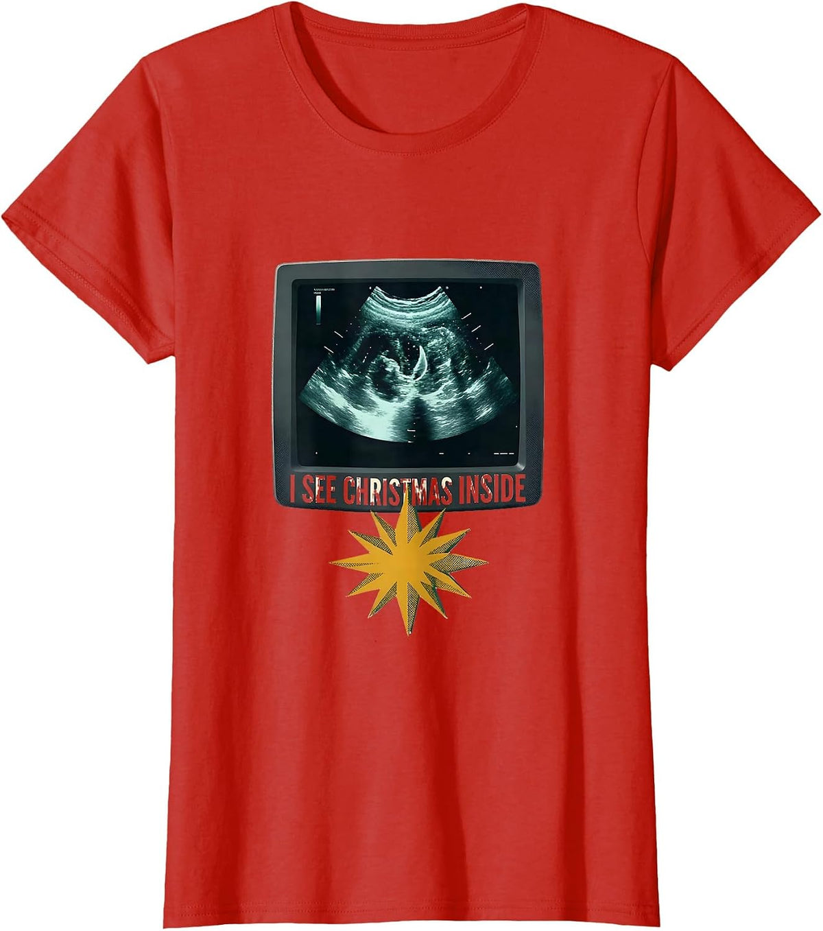 Women's I See Christmas Inside Midcentury Modern Sonographer T-Shirt - Red