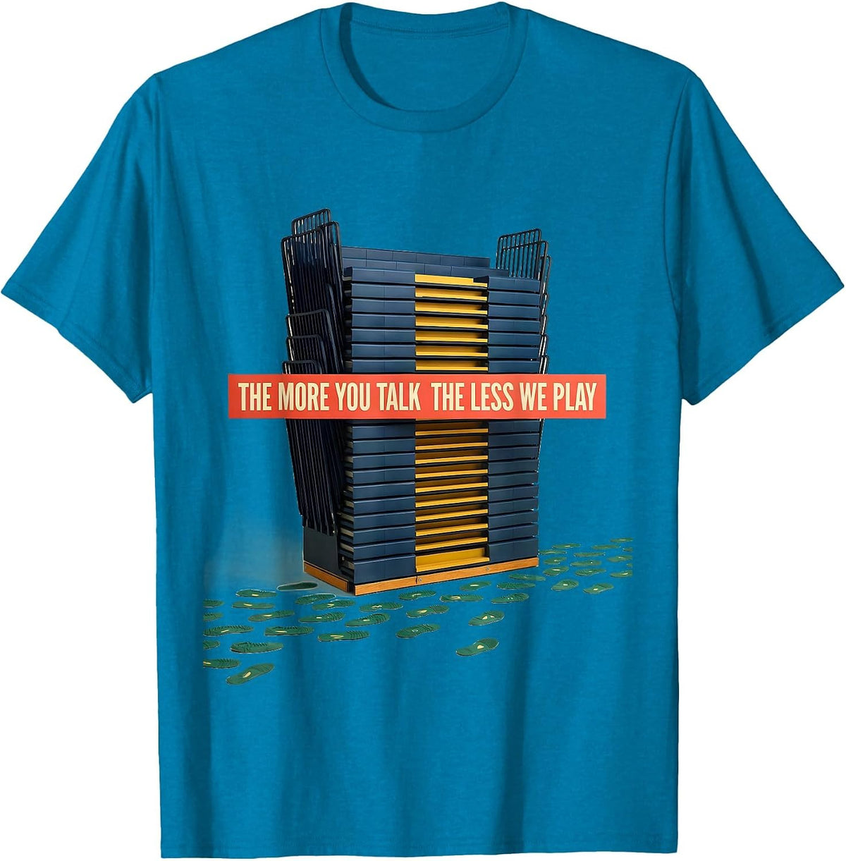 The More You Talk, The Less We Play Funny PE Teacher Back T-Shirt - Sapphire Blue