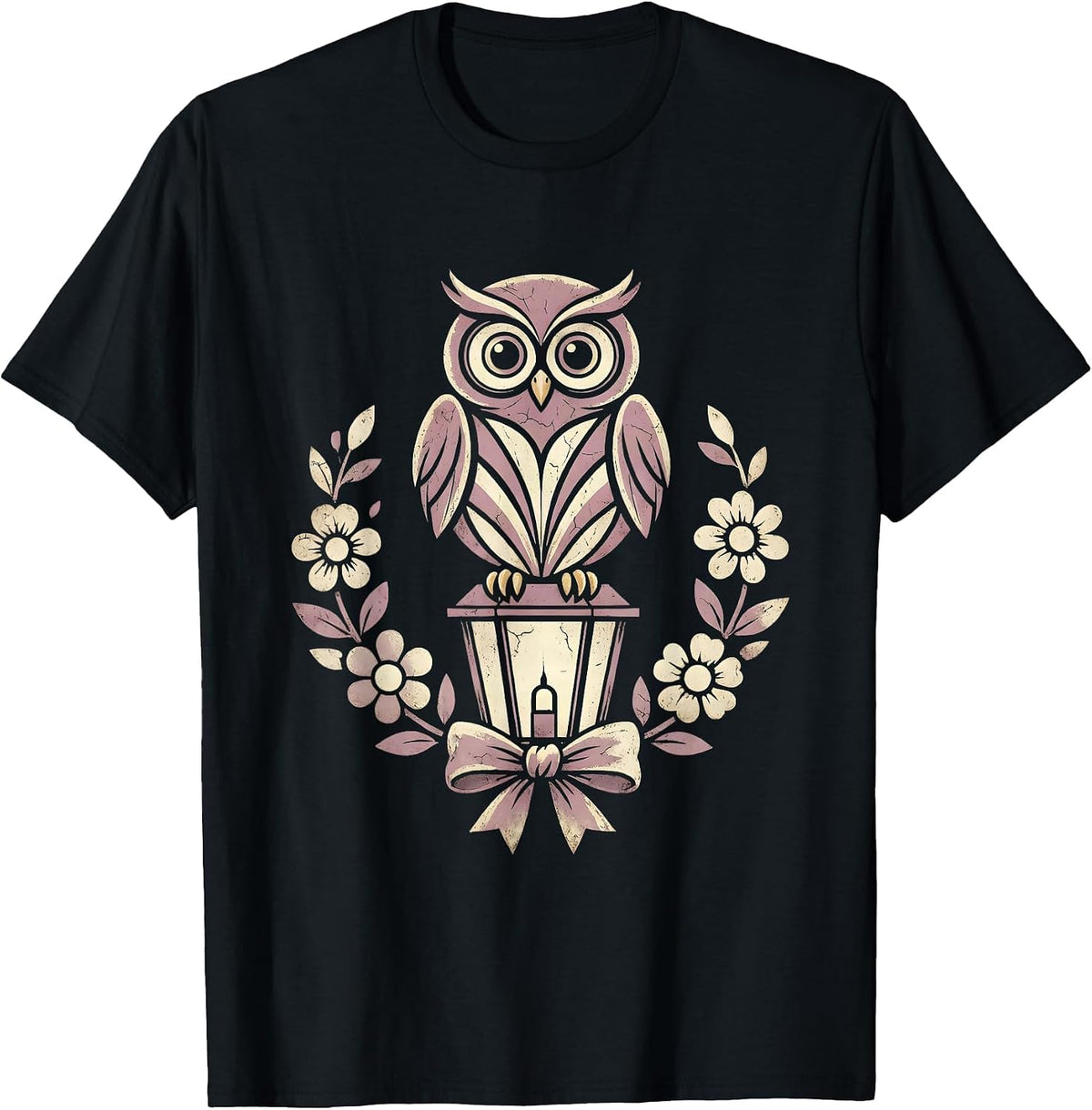 Men's Owl on Lantern Girls Halloween Graphic T-Shirt - Black
