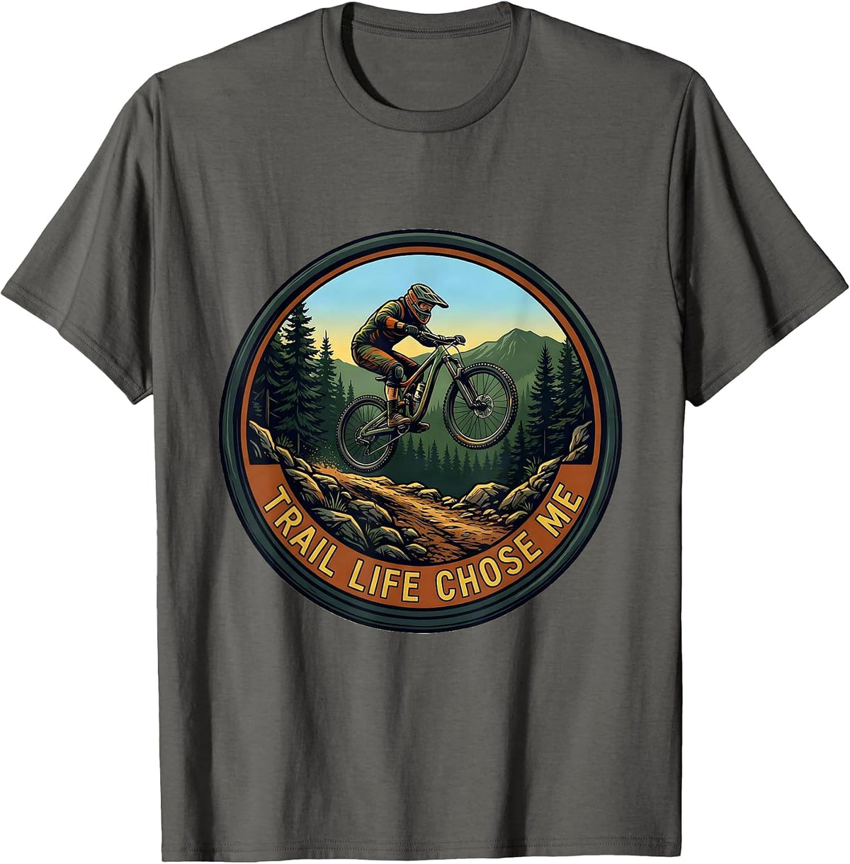 Trail Life Chose Me Mountain Bike Design T-Shirt - Asphalt Grey