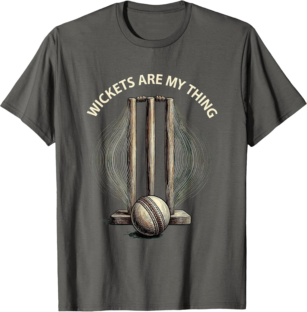 Men's Wickets Are My Thing Cricket Life Design T-Shirt - Asphalt Grey