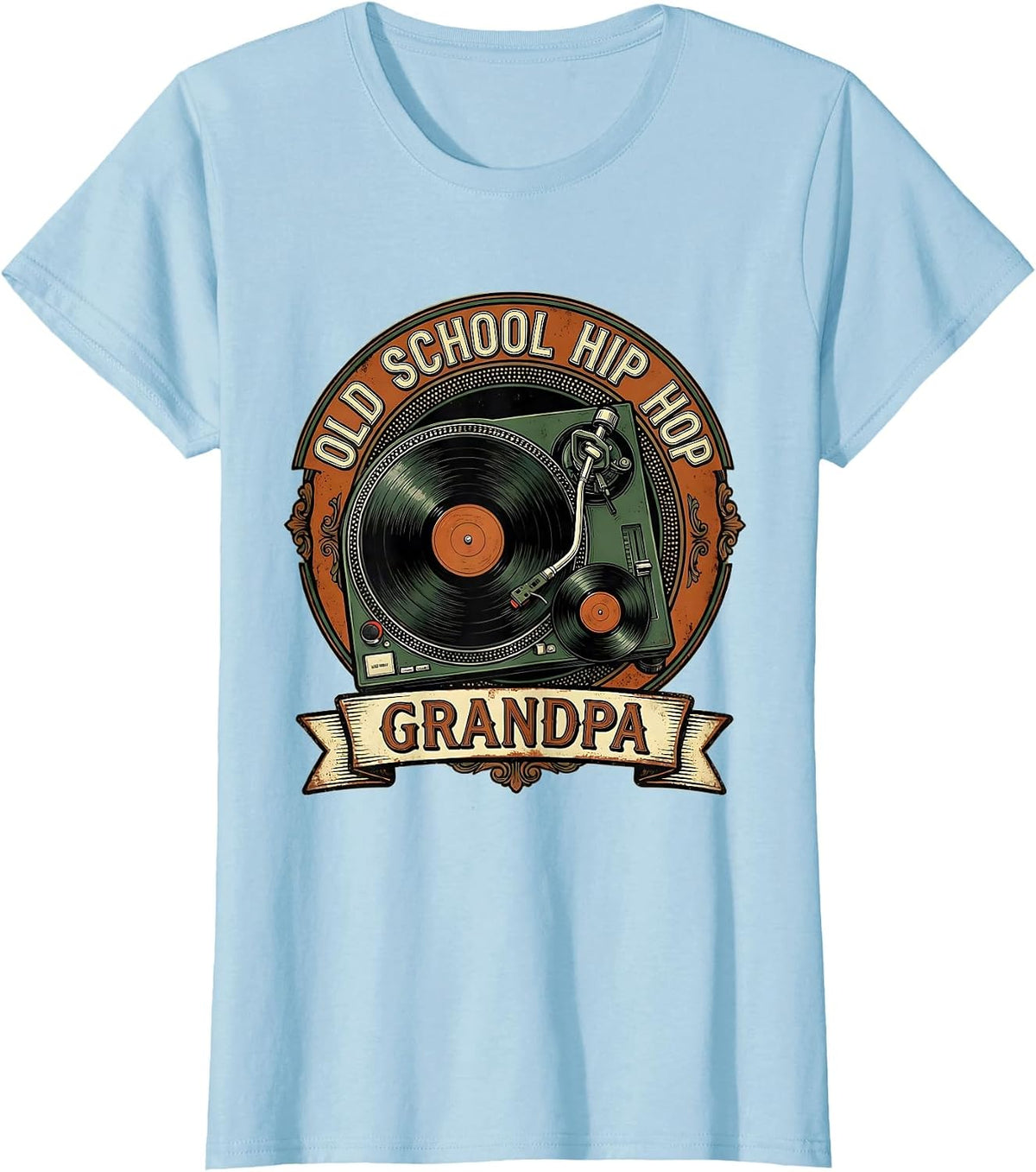 Women's Old School Hip Hop Grandpa Vintage Retro DJ Rap Music T-Shirt - Baby Blue