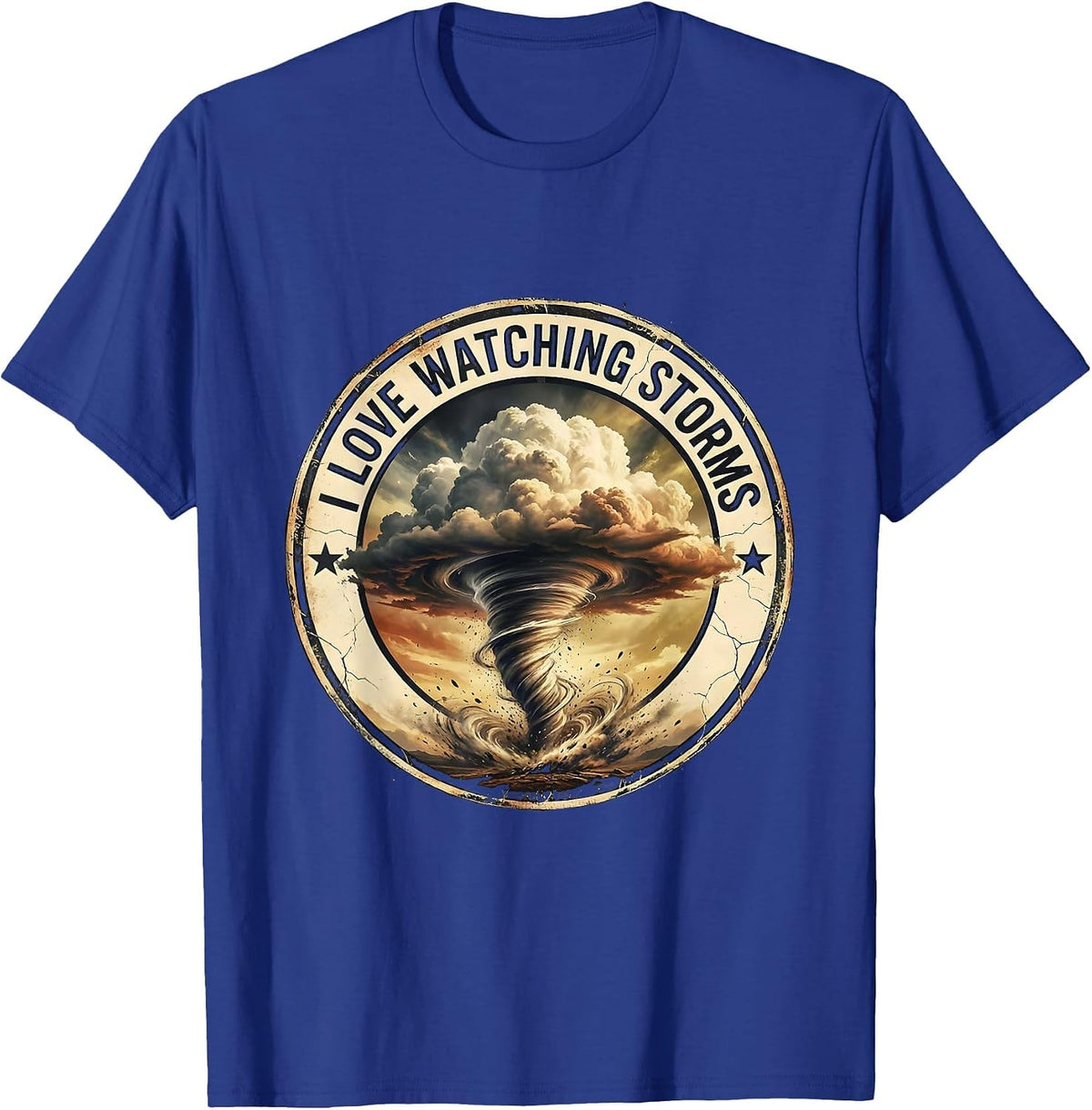 Men's I Love Watching Storms Distressed Funny Storm Chaser T-Shirt - Royal Blue