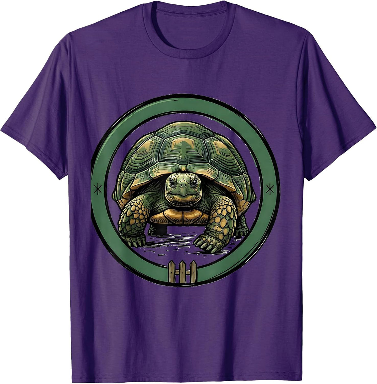 Frontal Tortoise Animal Lover Humor Cute Pet T-Shirt - Purple