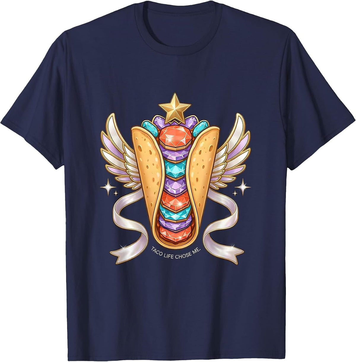 Taco Life Chose Me Funny Taco Lover Design T-Shirt - Navy Blue