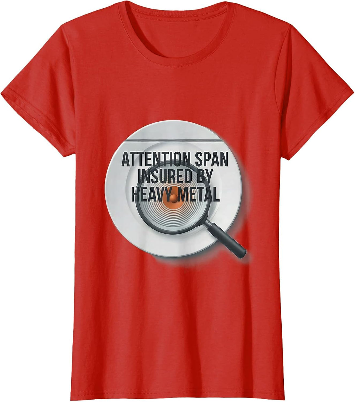 Attention Span Insured By Heavy Metal Funny Rock Fan Humor T-Shirt - Red