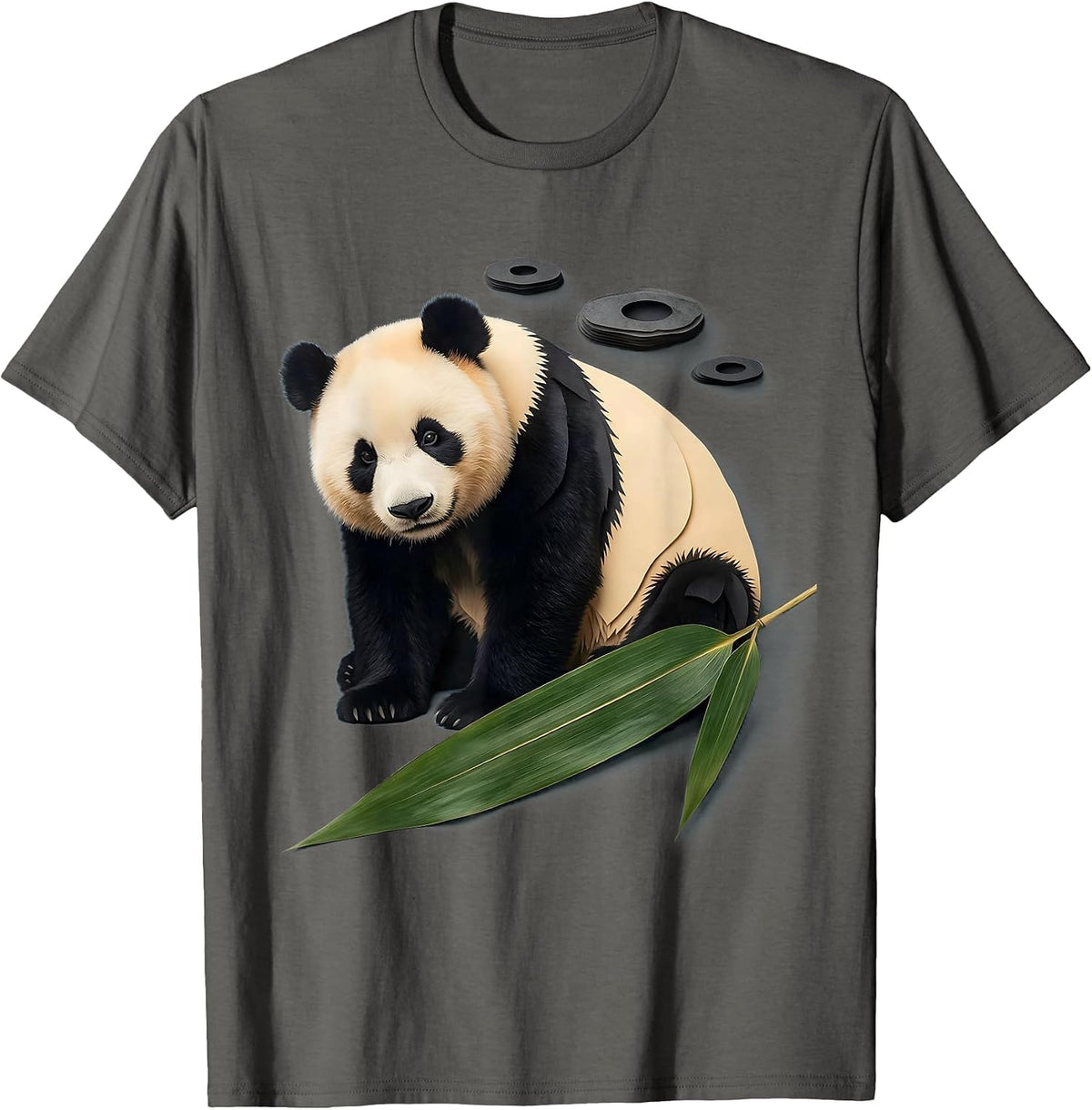 Men's Panda Paper Cutout Cute Kawaii Animal Lover Humor T-Shirt - Asphalt Grey