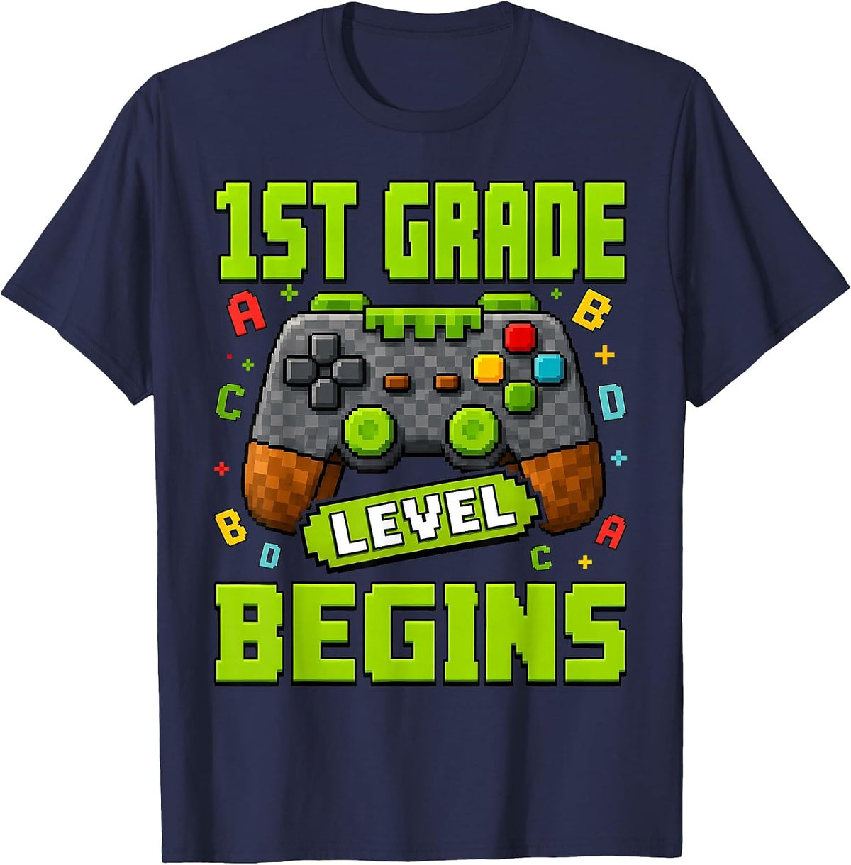 Gamer 1st Garde Back to School First Day of First Grade Boys T-Shirt - Navy Blue