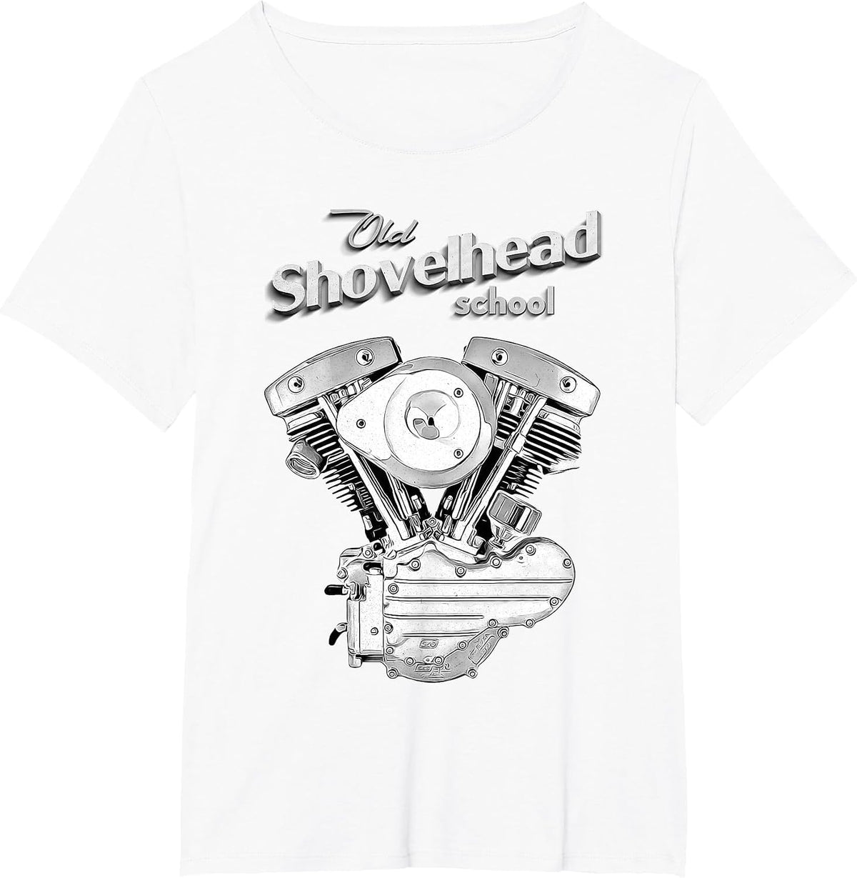 Vintage HD Shovelhead Motorcycle FLH Engine Motor Biker T-Shirt - White