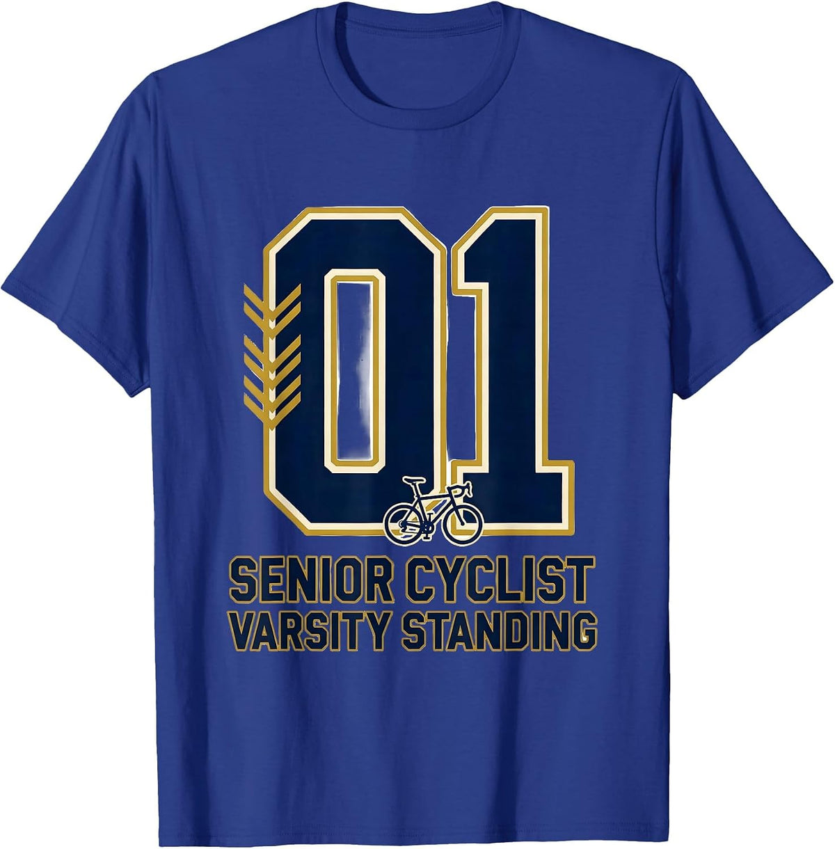 Senior Cyclist Varsity Standing Funny Senior Cyclist Cycling T-Shirt - Royal Blue