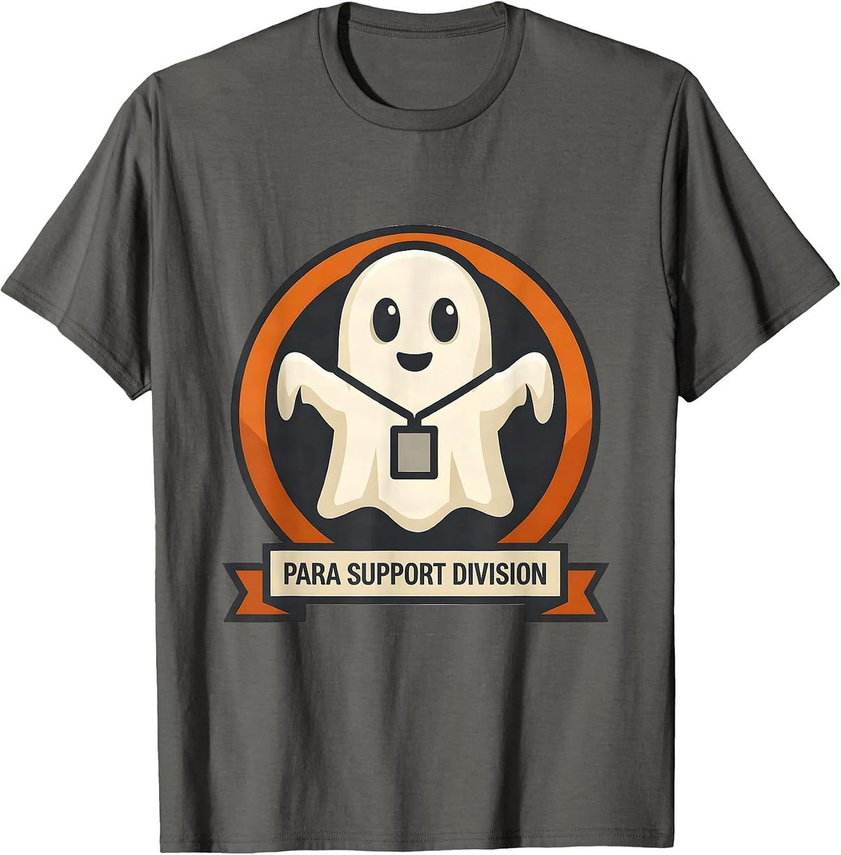 Men's Para Support Division Ghost Halloween SpED Paraprofessional T-Shirt - Asphalt Grey