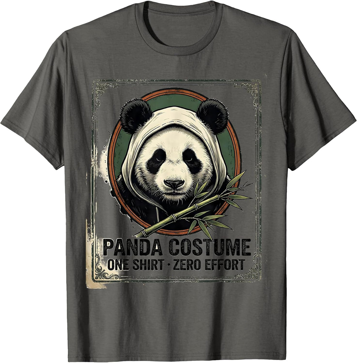 Men's Panda Costume: One Shirt, Zero Effort Vintage Funny Animal T-Shirt - Asphalt Grey