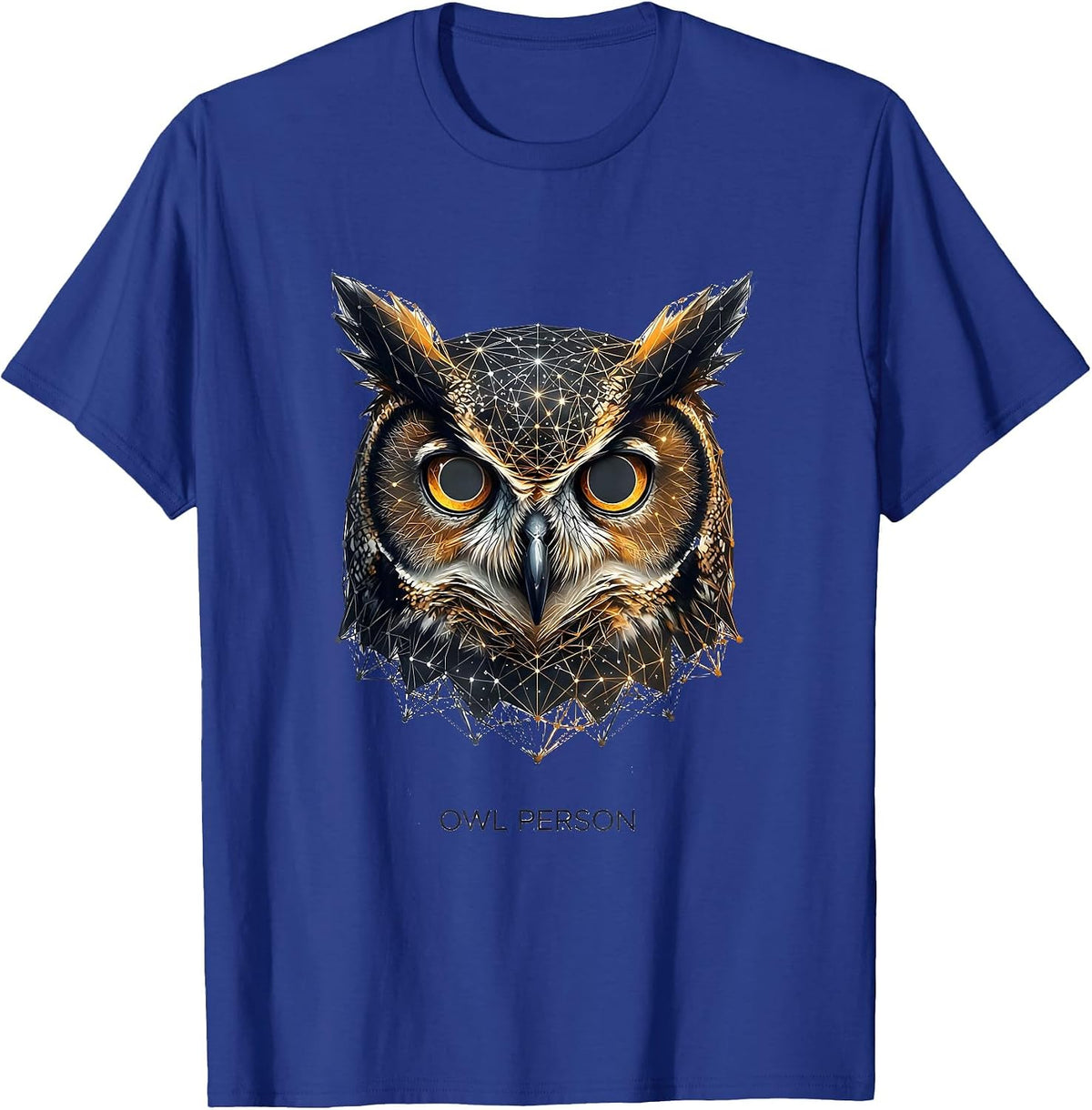 Men's Owl Person Geometric Constellation Animal Line Art T-Shirt - Royal Blue