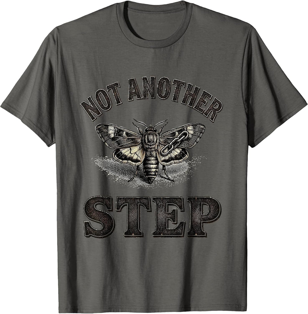 Men's Not Another Step Gothic Emo Alt Y2K Grunge Aesthetic T-Shirt - Asphalt Grey