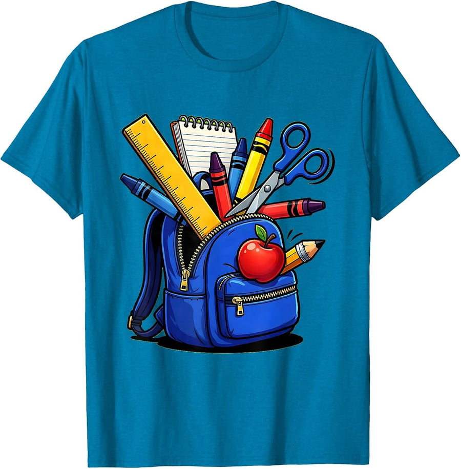 Paraprofessional Overflowing Backpack School Design T-Shirt - Sapphire Blue