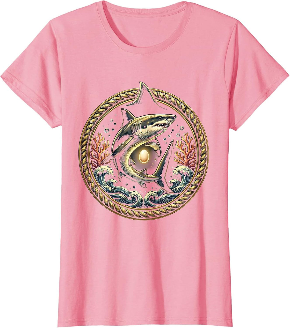 Women's Mommy Shark Glowing Deep Sea Protector T-Shirt - Pink