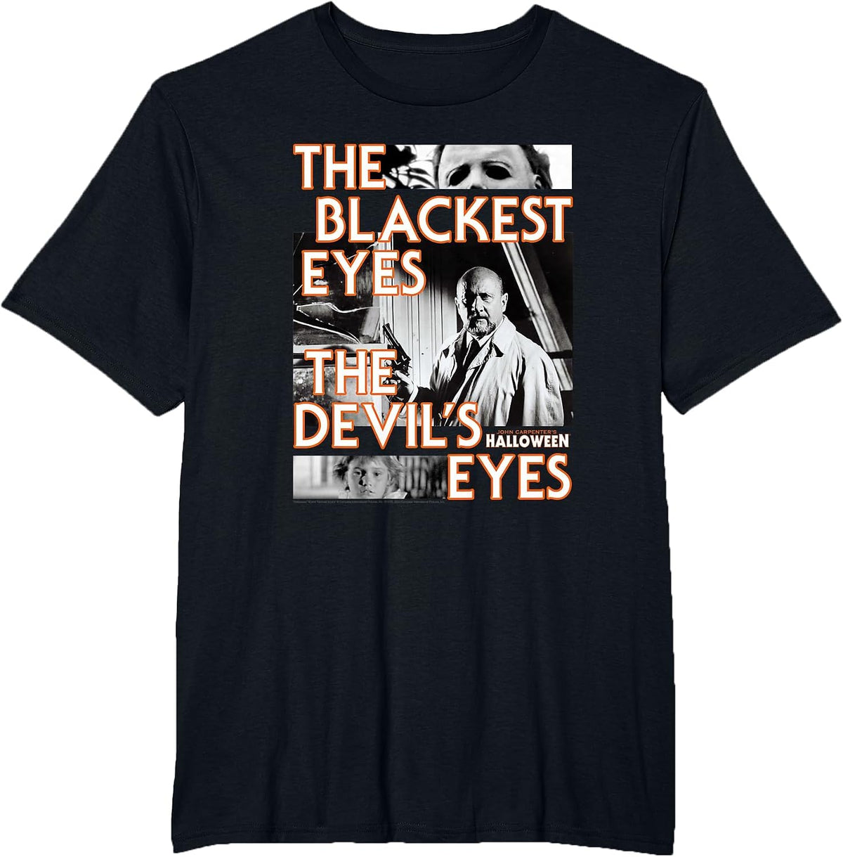 Halloween Dr. Loomis The Devil's Eyes Collage Horror Movie T-Shirt - Black