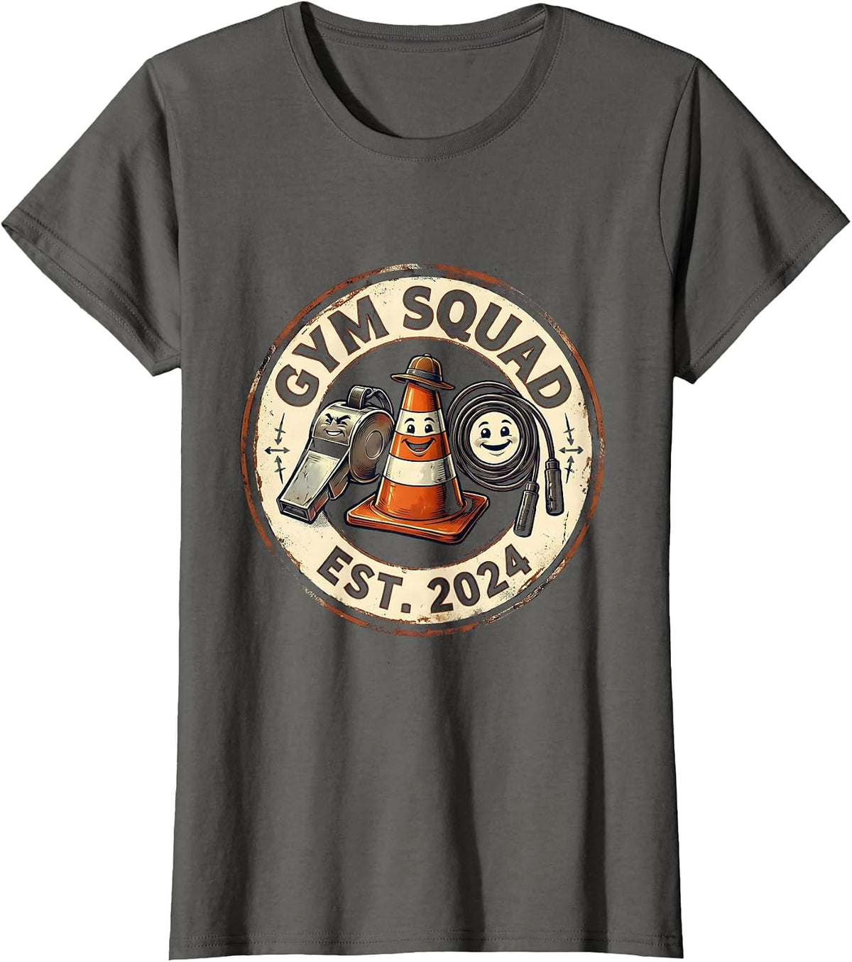 Women's PE Teacher Vintage Gym Coach Back To School T-Shirt - Asphalt Grey