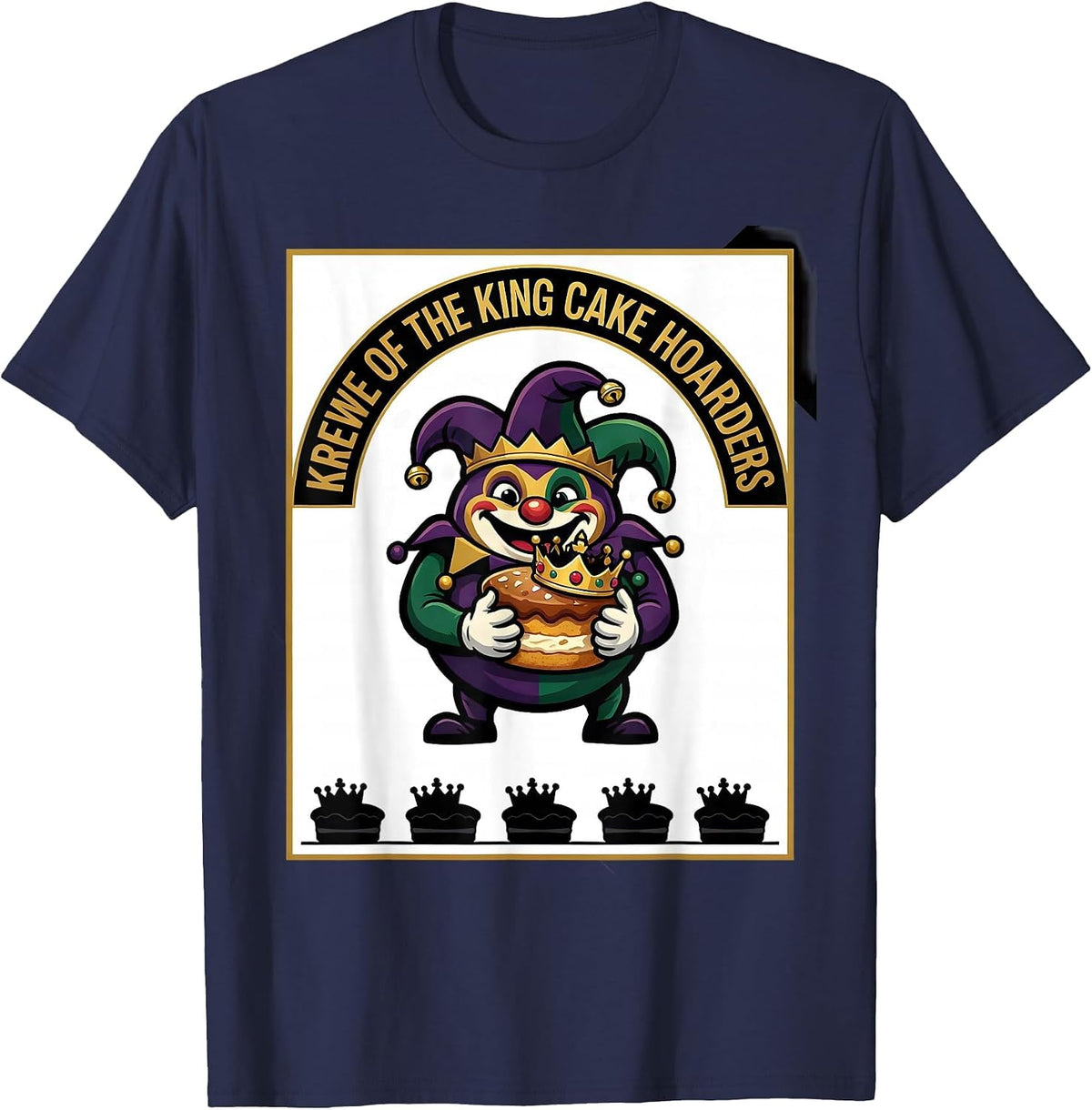 Krewe Of The King Cake Hoarders Mardi Gras Carnival Party T-Shirt - Navy Blue