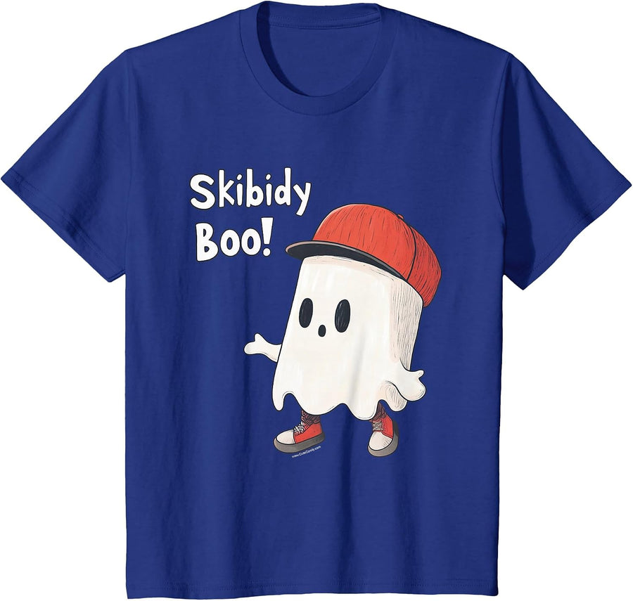 Skibidy Boo Cute Ghost Halloween Fall Graphic Funny Teen Boy T-Shirt - Royal Blue