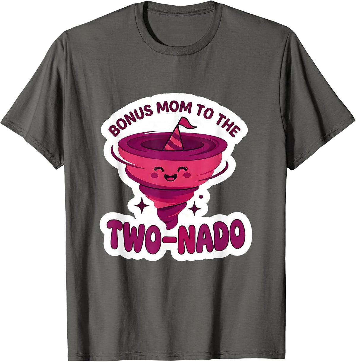 Men's Bonus Mom to the Two-Nado Funny Toddler Birthday Party T-Shirt - Asphalt Grey