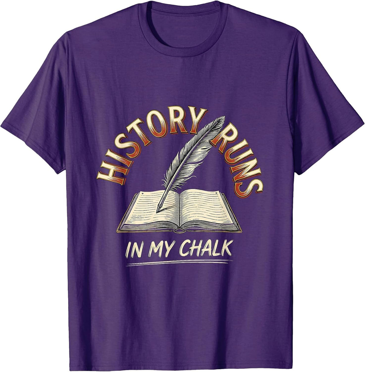 Men's History Runs In My Chalk Funny History Teacher Humor T-Shirt - Purple