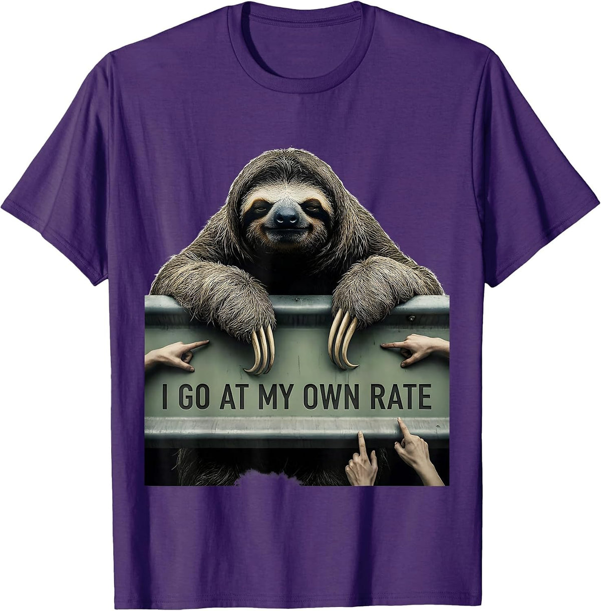 Men's I Go At My Own Rate Funny Sloth Lover Animal Humor Gift T-Shirt - Purple