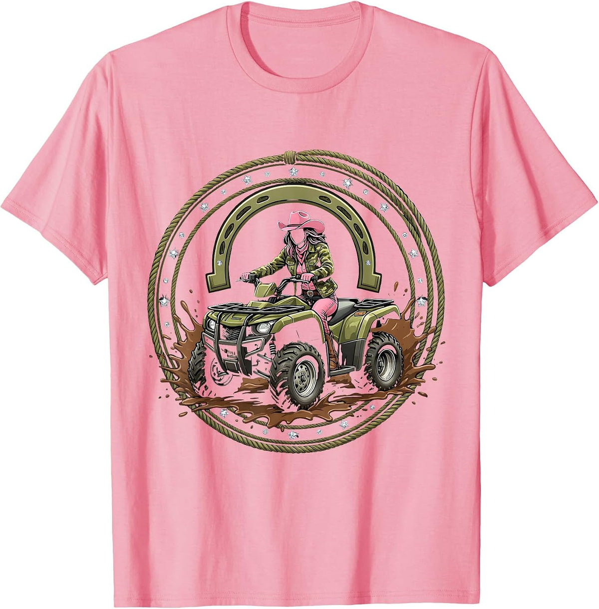 Men's Camo Jacket ATV Mud Rider Graphic Tee T-Shirt - Pink