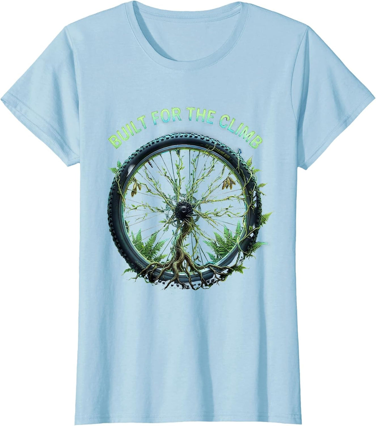 Built for the Climb Mountain Bike Design T-Shirt - Baby Blue