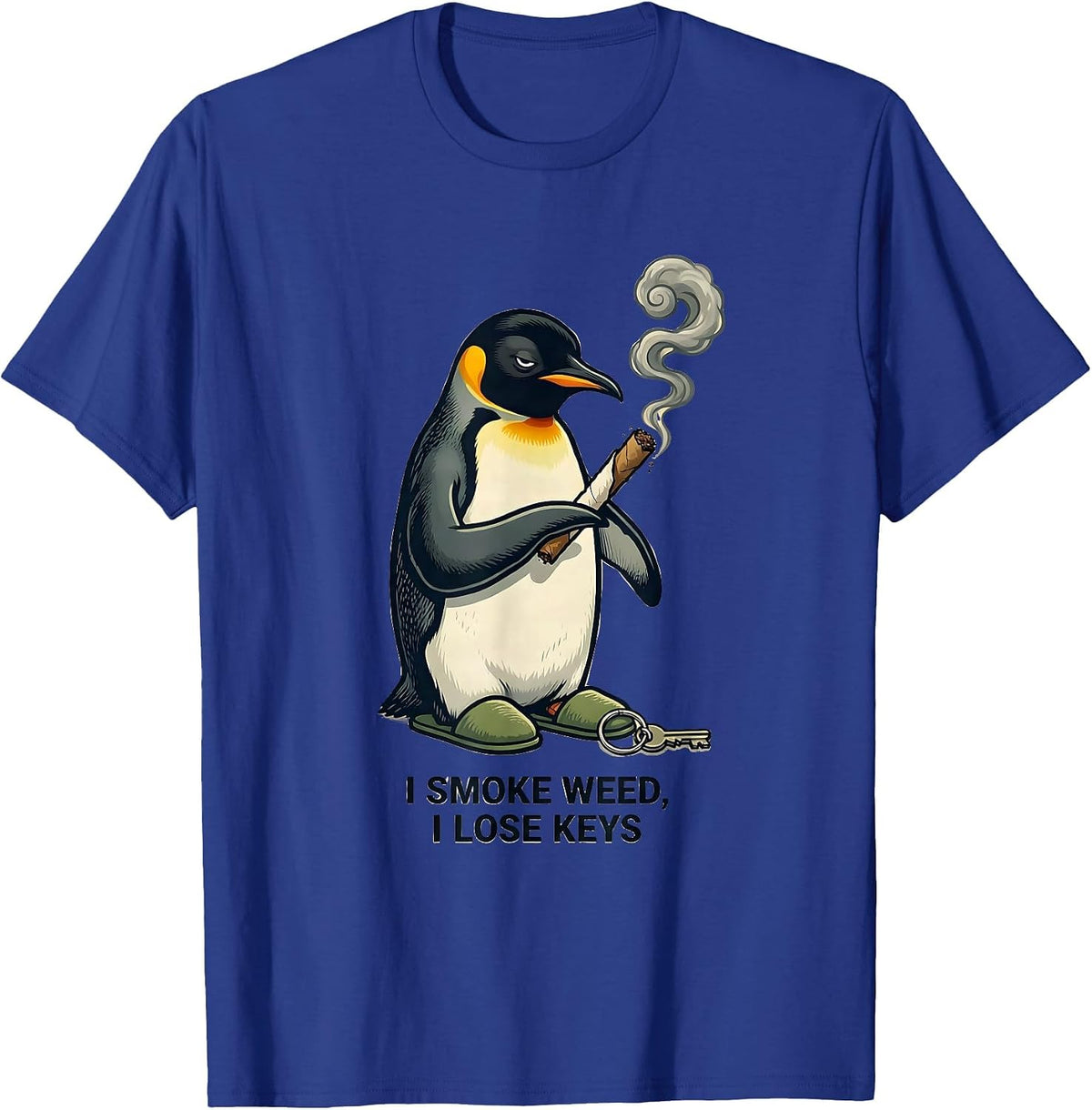 Men's I Smoke Weed, I Lose Keys Funny Stoner Cannabis Humor T-Shirt - Royal Blue