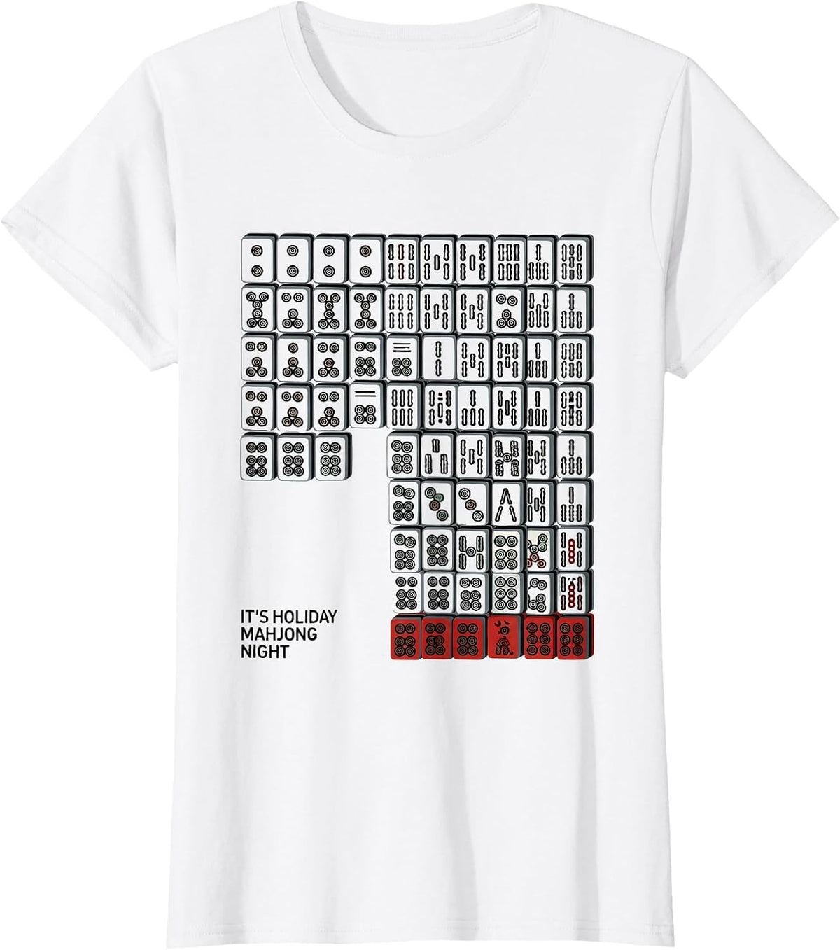 Women's It's Holiday Mahjong Night Playful Game Night Party T-Shirt - White