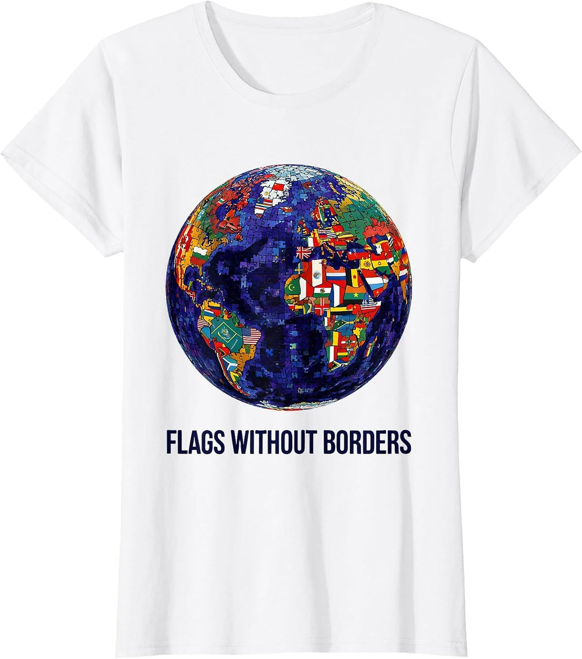 Flags Without Borders Colorful World Travel Geography T-Shirt - White