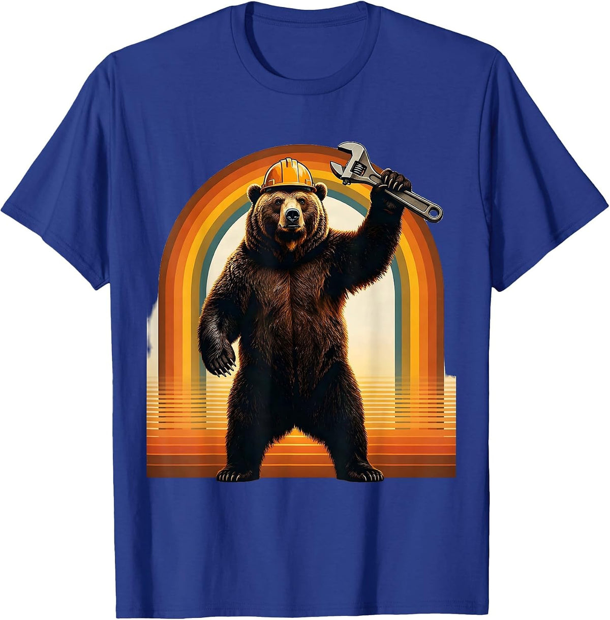 Milwaukee Bear Hardhat Wrench Graphic Tee T-Shirt - Royal Blue