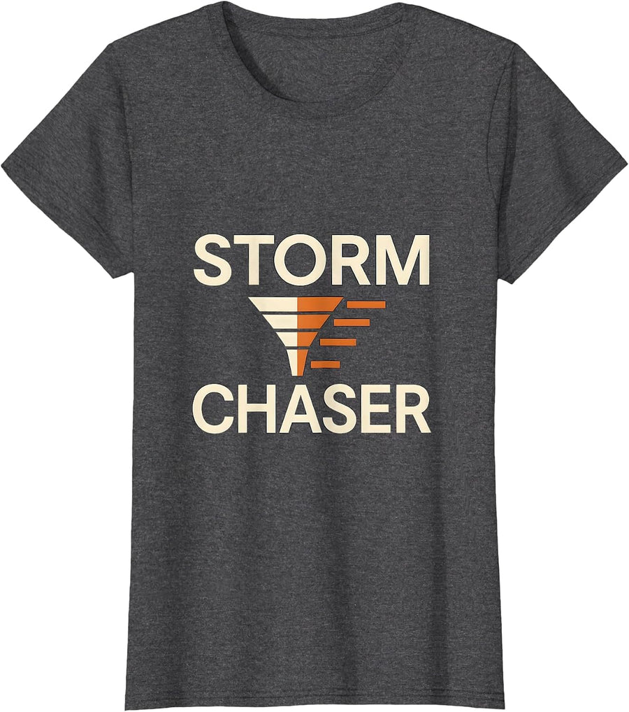 Women's Storm Chaser Minimalist Tornado Meteorology Enthusiast T-Shirt - Dark Heather Grey