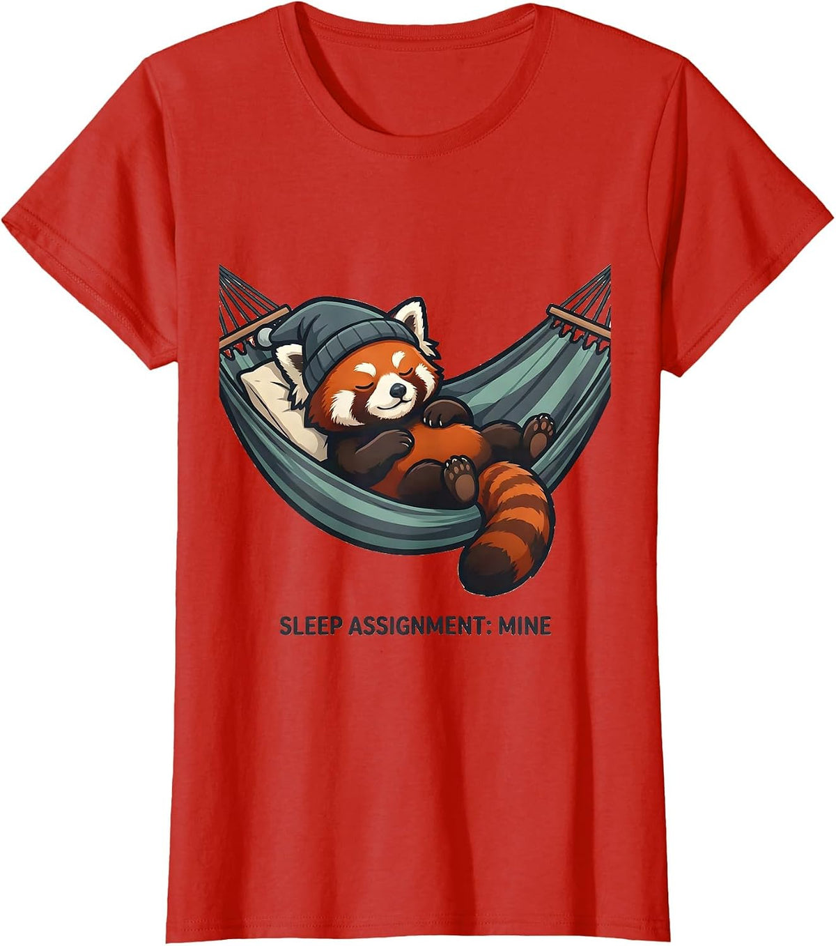 Sleep Assignment: Mine Funny Red Panda Pajama Sleep Lover T-Shirt - Red
