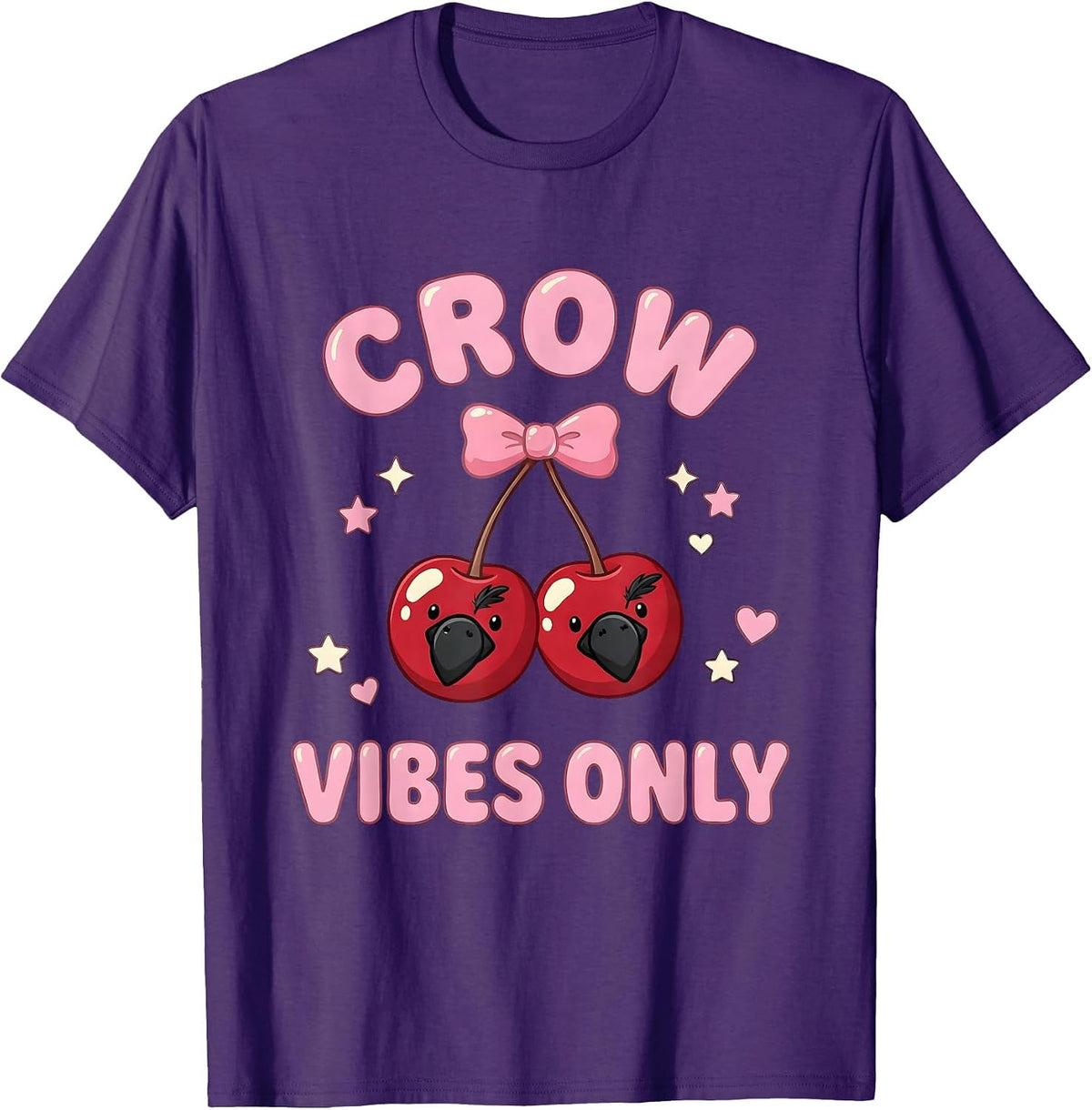 Men's Crow Vibes Only Dark Bird Lover Design T-Shirt - Purple