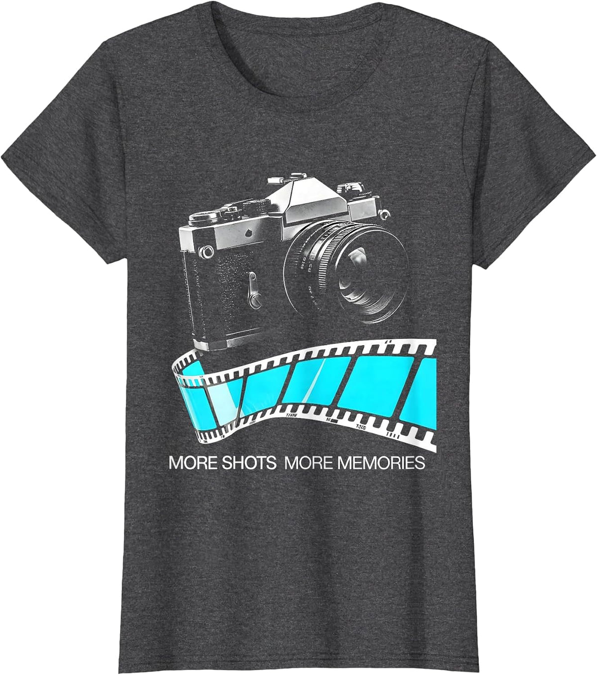 Women's More Shots More Memories Photography Design T-Shirt - Dark Heather Grey