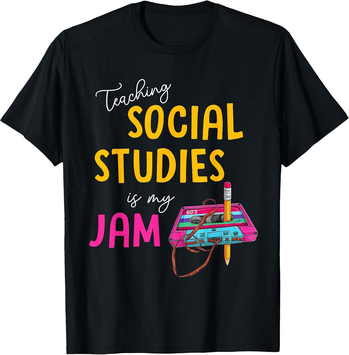 Teaching Social Studies is My Jam Back to School Teacher Kid T-Shirt - Black