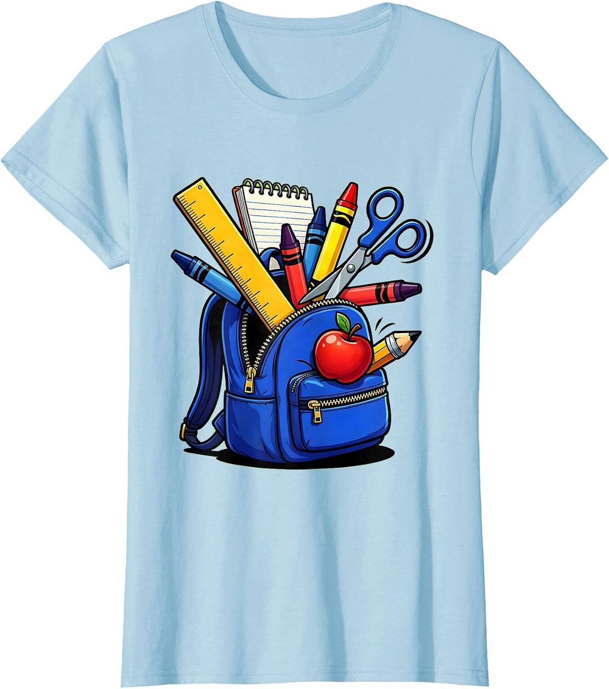 Paraprofessional Overflowing Backpack School Design T-Shirt - Baby Blue