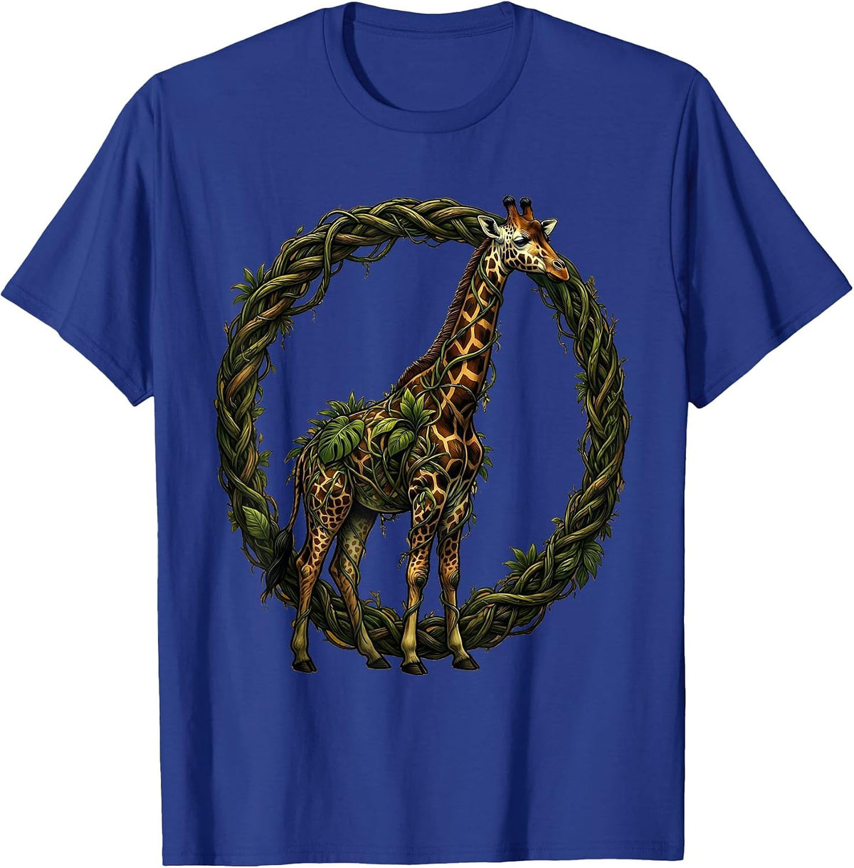 Giraffe Made of Jungle Vines Graphic Tee T-Shirt - Royal Blue