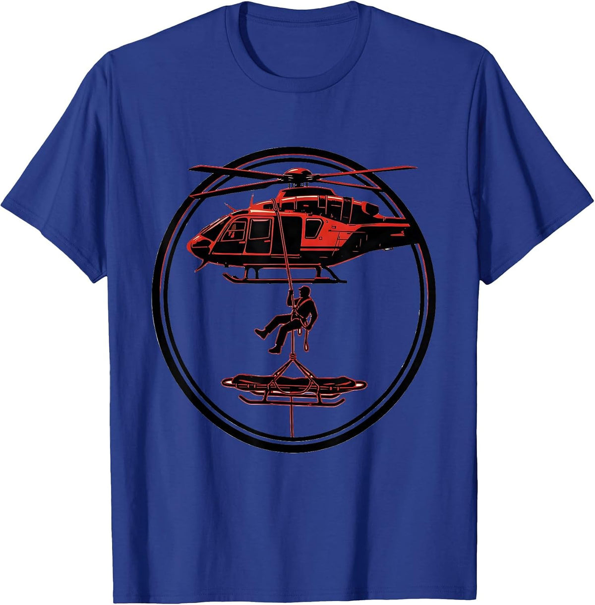 Men's Paramedic Helicopter Rappel Emergency Rescue Graphic T-Shirt - Royal Blue